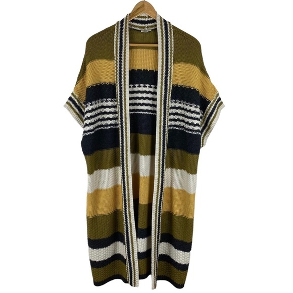 Ecote Duster Cardigan Sweater Open Long Oversized Color block Stripes Size XS/S - Picture 1 of 11
